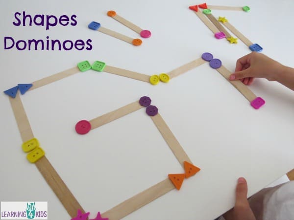 Shape Dominoes - homemade classroom resource for learning about shapes.