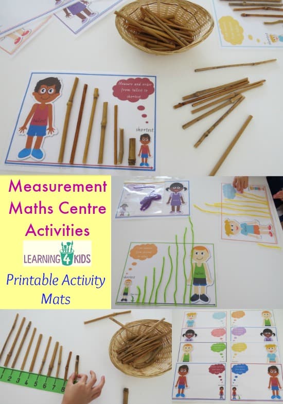 Some ideas for measurement maths centre activities with printable activity mats