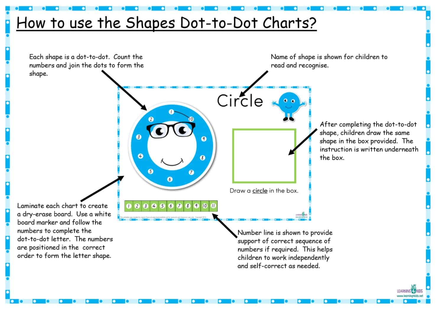 printable dot to dot shapes charts learning 4 kids shape chart