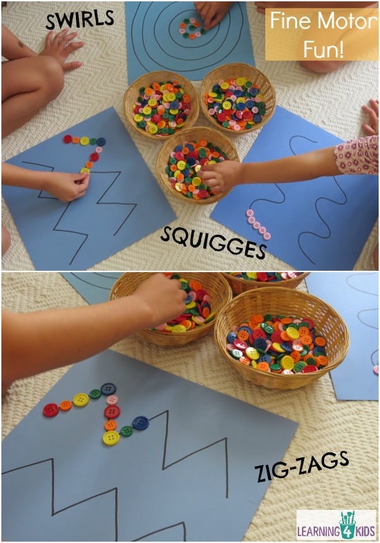 simple and engaging fine motor activity using buttons and pattern lines