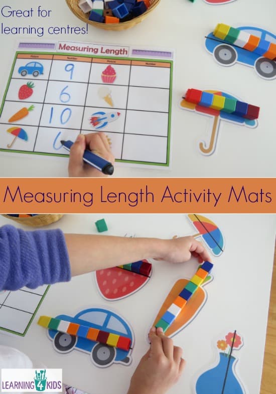 Printable Measuring Length Activity Mats.  Indirect measurement.