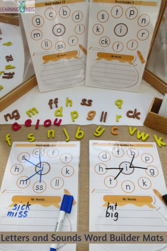 Printable Letters and Sounds Word Builder Bundle Set Phase 2