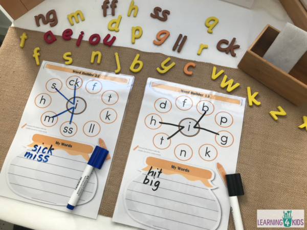 printable word builder phase 2 activity mats