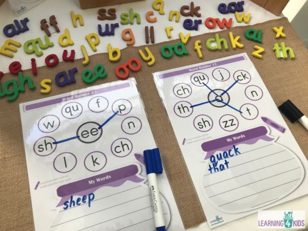 printable word builder phase 3 activity mats