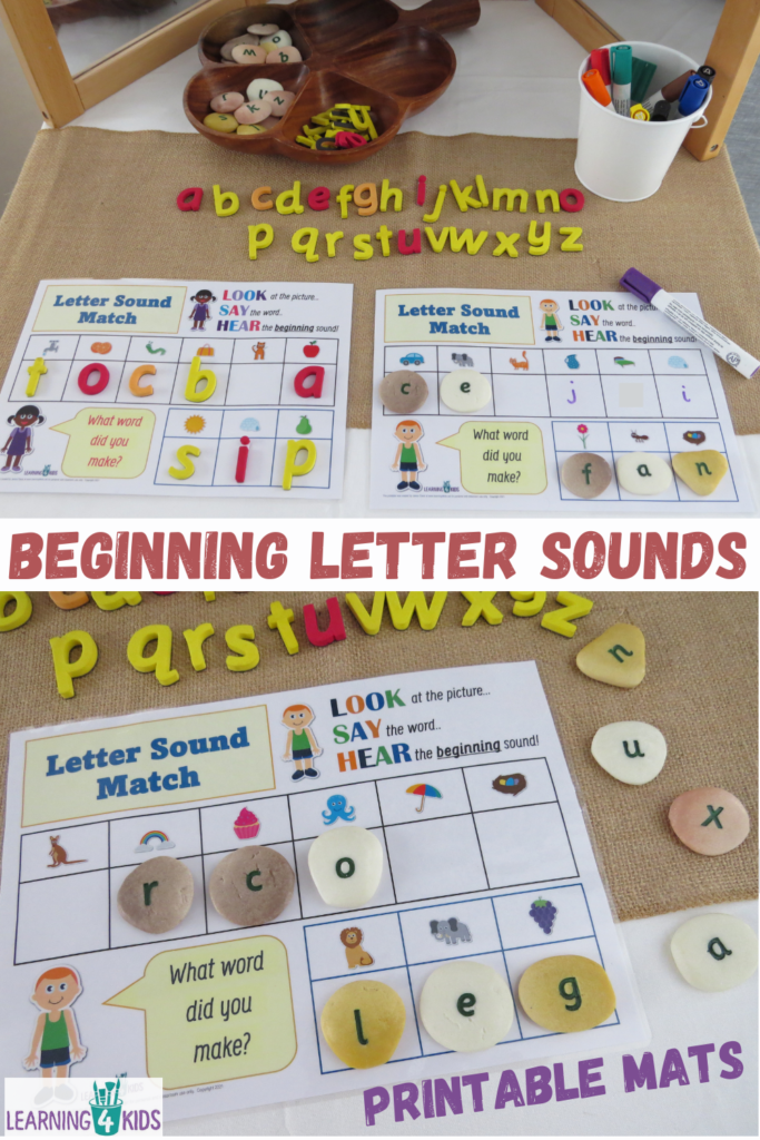 Printable Beginning Sounds Letter Match Activity Mats