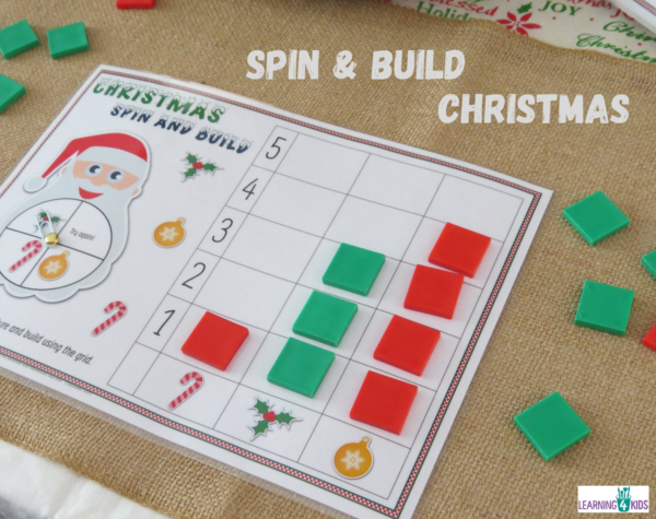 Printable Spin & Build Christmas Activity Game Mats