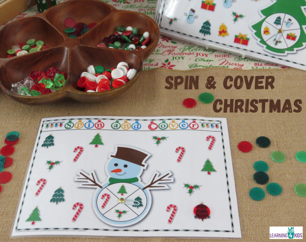Printable Spin & Cover Christmas Activity Game Mats