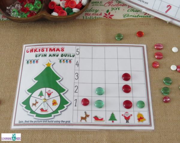 Printable Spin and Build Christmas Activity 4 Kids