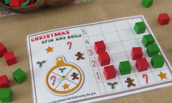 Printable Spin and Build Christmas Activity Mats