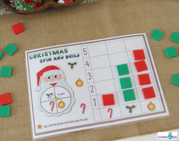 Printable Spin and Build Christmas Game 4 Kids